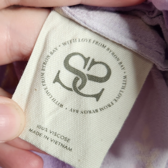 SPELL Lei Lei Tie Front Ruffle Floral Romper in Lavender Sz Small - Picture 6 of 8